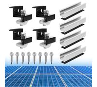 Coomoors Kit Soporte Placas Solares, Soporte Placas Solares de Aleación de Aluminio, Panel Solar de Z de 30 mm / 35 mm, Soportes de Panel Solar con Tuercas para RV, Barco,Pared,Techo Plano