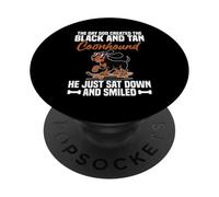 Coonhunter Pet Lover Sonrió Coonhound Negro Y Tan PopSockets PopGrip Adhesivo