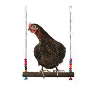 Coop Swing Toy, Chicken Enrichment Swing, 17.72x11.81x0.79in Wooden Poultry Playground with Bell Feature, Sturdy Natural Chew Climb System, Bird Cage Activity Design, Backyard Hen Use