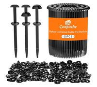 Coopache Hebilla universal de nailon para atadura de cables para coche, resistente, clips de cremallera automotriz mejorados, engranaje de doble cara, cúpula móvil superior (negro, 50 piezas)