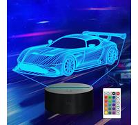 CooPark Lámpara carro 3d, cool LED Óptico Holograma Luz de noche 16 colores cambian con control remoto, decoración de la habitación de los niños Regalos creativos para niños niñas