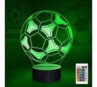 CooPark Lámpara fútbol 3d, cool deporte LED Óptico Holograma Luz de noche 16 colores cambian con control remoto, decoración de la habitación de los niños Regalos creativos para niños niñas