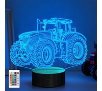 CooPark Luz nocturna de tractor 3D, ilusiones de camión, lámpara LED con 16 colores de color, temporizador regulable, decoración de mesa de dormitorio genial regalo de cumpleaños para niños, niños y