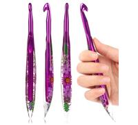 Coopay 1 aguja de ganchillo de 10,0 mm, mango suave, agujas de ganchillo con estampado floral brillante, de resina ergonómica para artritis, agujas de ganchillo cónicas de alta calidad para