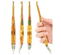 Coopay 1 unidad de aguja de ganchillo de 6,0 mm, agujas de ganchillo con mango suave y patrón de flores brillantes, agujas de ganchillo de resina ergonómicas para artritis, agujas cónicas premium para
