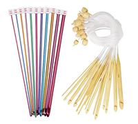 Coopay 23 agujas de ganchillo tunecinas para principiantes afganos, agujas de ganchillo de bambú, 2-12 mm, con cuerda y agujas tunecinas de aluminio, ideales para alfombras y bufandas