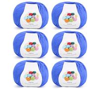 Coopay 6 x 45g Lana para Ganchillo, Lana para Tejer, Lanas para Crochet, Acrílico Suave y hilo de Ganchillo de Algodón para Ganchillo Mantas, Suéter, Granny Square - Azul Oscuro