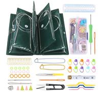 Coopay Agujas circulares de tejer 100 cm - Juego de 11 piezas de acero inoxidable 1,5 - 5,0 mm con funda y accesorios