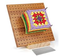 Coopay Borde de bloque de ganchillo, borde de bloque de ganchillo de madera y 20 pasadores, tablas de bloqueo, tabla de cortar de bloque para granny Squares, tabla de cortar para tejer a ganchillo