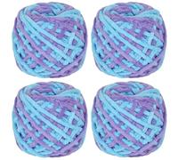 Coopay Chunky Wool for Crochet, 4 x 90g Thick Wool for Knitting Thick Yarn, Plush Yarn Wool for Knitting, Soft Wool Thick Yarn Fluffy for Blankets, Scarves, Dolls - Azul Flor Verde