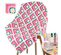 Coopay Crochet Kit Principiantes, Juego de ganchillos para Manta de Margaritas 3D, Crochet Kit con Hilo, Ganchillos, Instrucciones Paso a Paso - Rosa