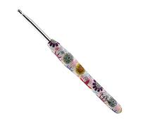 Coopay Gancho de ganchillo de 4,5 mm, tamaño del Reino Unido, gancho de metal sólido para principiantes, aguja de agarre de goma ligera y ergonómica para manos artríticas, agarre suave