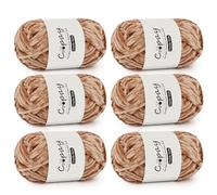 Coopay - Hilo de chenilla para tejer, 6x100g Hilo de chenilla suave y aterciopelado, lana gruesa y esponjosa para tejer, lana de felpa cálida para tejer y ganchillo para mantas, bufandas, gorros