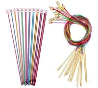 Coopay Juego de 23 ganchos de ganchillo tunecinos que incluyen 11 ganchos de ganchillo largos de metal de 2.0 a 8.0 mm y 12 agujas de ganchillo afgano de bambú carbonizado de 3.0 a 10.0 mm con cable