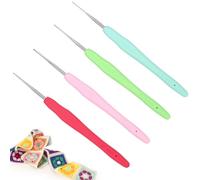 Coopay Juego de Agujas de Ganchillo de Encaje, 4 Unidades, Mini Agujas Con Mango Suave, Finas de 0,5 mm, 0,75 mm, 1,0 mm, 1,25 mm, Tamaños Pequeños Para Encaje e Hilo