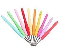 Coopay Juego de ganchillo,ergonómico con agarre de goma suave, tamaño pequeño de 0,5 mm a 2,7 mm, ideal para puntas e hilos finos, juego de ganchillo ultrafino