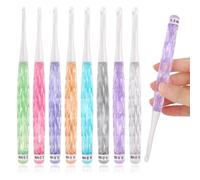 Coopay Juego de ganchos de ganchillo en línea de 2,5 mm (C)-6 mm (J), mango de plástico transparente, ergonómico y bonito, ideal para mantas de ganchillo, muñecas, chales, sombreros, bufandas