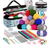 Coopay Kit de ganchillo para principiantes para niños y adultos, 71 piezas de ganchillo de primera calidad con hilo y accesorios para tejer, kit de ganchillo Amigurumi para principiantes, azul