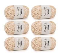 Coopay Lana de chenilla para ganchillo, 6 x 100 g, suave y aterciopelada, lana gruesa para tejer, lana de felpa cálida para ganchillo, para mantas, bufandas, gorros, camello