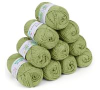 Coopay Lana para ganchillo, 100% algodón, 10 x 50 g, hilo suave para tejer, lana de bebé, suéteres, calcetines, manta de bebé, color verde