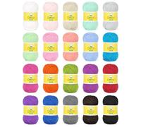 Coopay Lana para ganchillo, 100% algodón multicolor para tejer, 20 x 25 g, hilo de ganchillo suave de algodón para ganchillo, hilo de algodón para agarraderas de bebé, juego para suéteres, calcetines