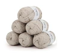 Coopay Ovillo de lana para ganchillo, 100% algodón para tejer, 6 x 50 g, hilo suave de algodón para ganchillo, lana de bebé, hilo de algodón para suéteres, calcetines, mantas de bebé, color beige