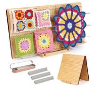 Coopay Plegable Bamboo Granny Square Spanner, 57 x 29 cm, 40 bolígrafos (15 cm) y soporte ajustable