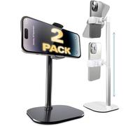 COOPER ChatStand 2-Pack - Soporte Ajustable para Celular de Escritorio | Rotatorio, inclinable, Soporte telescópico 9-14" para visualización a Nivel de Ojos (Negro Noche/Blanco Hielo, 2 Piezas)