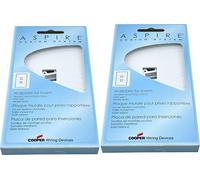 Cooper Wiring Devices 9551WS - Paquete de 2 placas de pared con sistema de diseño Aspire para insertos, satén blanco; 1G modular de 2 puertos; tamaño mediano; tornillos de montaje ocultos;