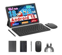 COOPERS Tablet 2 en 1 de 10 pulgadas, Android 13 con teclado, 8 GB RAM 128 GB ROM, 2.4G/5G WiFi, tablet de computadora con funda, mouse, lápiz óptico, CPU potente, batería de 6000 mAh tablet PC