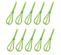 COOPHYA 10 Piezas Batidor de Huevos Manual de Plástico Color Verde Claro Diseño Antideslizante para Batir en Recipientes Pequeños, Herramienta Multifunción para Cocina Color Aleatorio