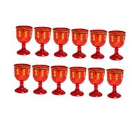 COOPHYA 12 Copas de Vino Chinas Rojas para Boda 40 Ml, Pequeñas de Plástico para Licor y Jugo, Tazas para Fiestas Temáticas y Celebraciones Tradicionales