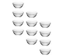 COOPHYA 12 Recipientes de Vidrio para Postres de 75ml Apilables Acabado Fino sin Rebabas, Cuencos Redondos Resistentes para Servir y Preparar Alimentos en Cocina