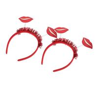 COOPHYA 2 Diademas Rojas Labios Día de San Valentín y Bodas, Diseño Creativo y Cómodo, Material Sintético, Accesorios Ideales para Fiestas Románticas