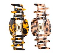 COOPHYA 2 Piezas Pinza para Pelo Estilo Francés Agarre Flexible y Diseño Curvo de Acetato Color Carey Adecuado para Viajar y Usar bajo Gorras de Béisbol para Mujeres