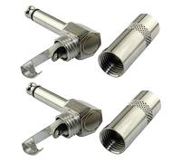 COOPHYA 2piezas Conectores De Guitarra Eléctrica Mono Acodados De Metal Niquelado Para Amplificadores Micrófonos y Mezcladores