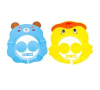 COOPHYA 2piezas Gorro Ducha Infantil Ajustable con Visera Protectora Diseño de Dibujos Animados para Lavar Pelo y Baño de Unidades Amarillo Pato Azul Oso
