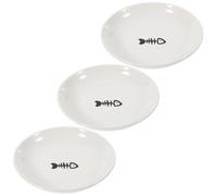 COOPHYA 3 Platos de Cerámica Blancos para Gatos Pequeños Base Antideslizante de Silicona, Cuencos Poco Profundos y Anchos Que Promueven Hábitos Saludables de Alimentación