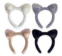 COOPHYA 4 Diademas de Felpa para Mujer Tocado Antideslizante y Decorativo Diseño de Orejas de Conejo Adecuado para Maquillaje y Cuidado del Cabello