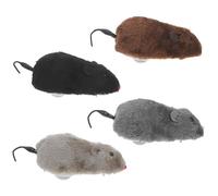 COOPHYA 4 Ratones de Juguete realistas de Cuerda para Gatos, Perros pequeños y Gatitos - Ratones de Peluche Que se mueven Solos - Rata interactiva de Peluche con Mecanismo de Cuerda para Actividades