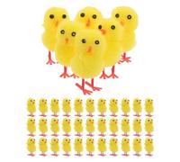 COOPHYA 60 Mini Pollitos de Pascua, pequeños Adornos de Pollo Amarillo para, Lindas Figuras realistas de Animales de Granja para Rellenar cestas de búsqueda de Huevos.