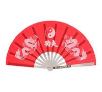 COOPHYA Abanico Portátil de Rendimiento para Kung Fu Tai Chi Abanico de Mano de Acero Inoxidable Elegante para Danza y Artes Marciales Roja