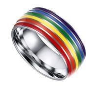 COOPHYA Anillo de Titanio para Pareja Gay Diseño de Arcoíris, Cómodo de Llevar Desvanecimiento, Adecuado para Fiesta de Baile y Picnic de Verano, Talla 8
