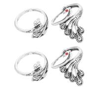 COOPHYA Anillos de Crochet Trenzados Ajustables de Aleación de Zinc para Tejer Tensión Flexible, Paquete de 4 Piezas para Labores Creativas y Suéteres
