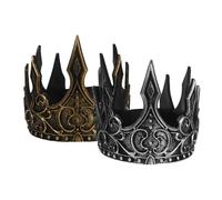 COOPHYA Banda Ajustable Ligera de Espuma Pu Estilo Medieval en Color Plata, Diseño de Rey Antiguo para Teatro y Fiesta, Pack de 2 Piezas
