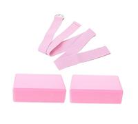 COOPHYA Banda de Resistencia y Bloques Antideslizantes para Estiramientos y Ejercicios de Fitness para Principiantes y del Yoga Color Rosa