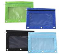COOPHYA Bolsa para Documentos Cremallera y Bolsillo para Anteojeras, Estuche para Bolígrafos Blinder, 4 Unidades para Uso Escolar y Oficina, Tamaño 9.84X7.08X0.03 Pulgadas