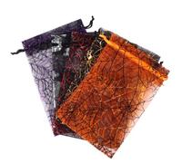 COOPHYA Bolsas Pequeñas Bolsas de Organza Cordón 50 para Dulces de Halloween Diseño de Tela de Araña, Fáciles de Manejar y Convenientes para Almacenar Color Aleatorio