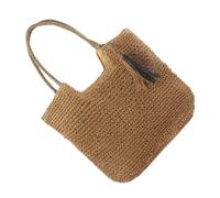 COOPHYA Bolso de Rafia Tejido para Mujer en Color Caqui Bolso Tote de Gran Capacidad Diseño Trenzado para Playa y Picnics al Aire Libre