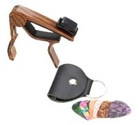 COOPHYA Cejilla De Guitarra De Madera Oscura Para Guitarra Acústica y Ukelele, Juego De 8 Piezas 1 Cejilla Portátil, 6 Púas y 1 Porta Púas, Accesorio Para Ajuste Rápido De Tono